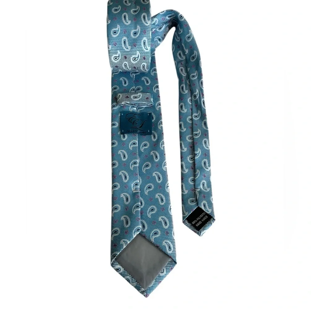 English Laundry Teal and Red Paisley Tie - Picture 3 of 5
